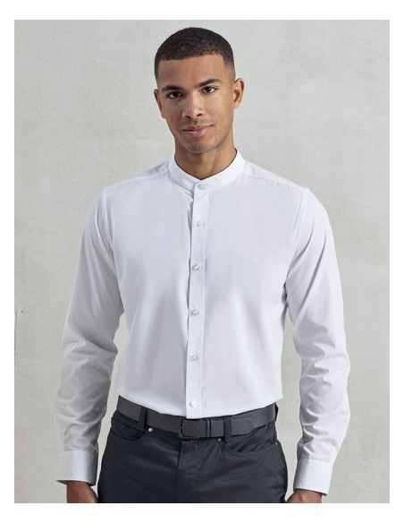 PRE-PR258-Mens Banded Collar Grandad Long Sleeve Shirt 2